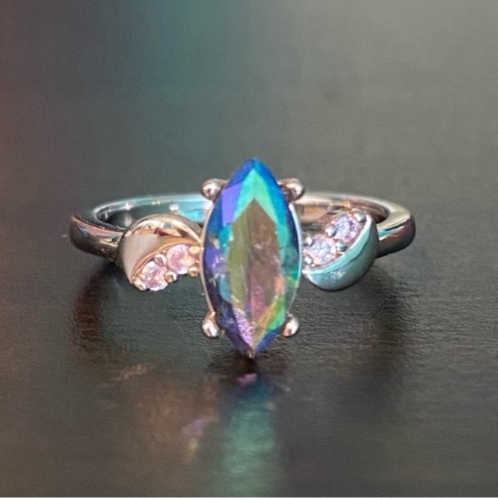 Fragrant Jewels Tarot Ring Blue/Silver- Size 6.